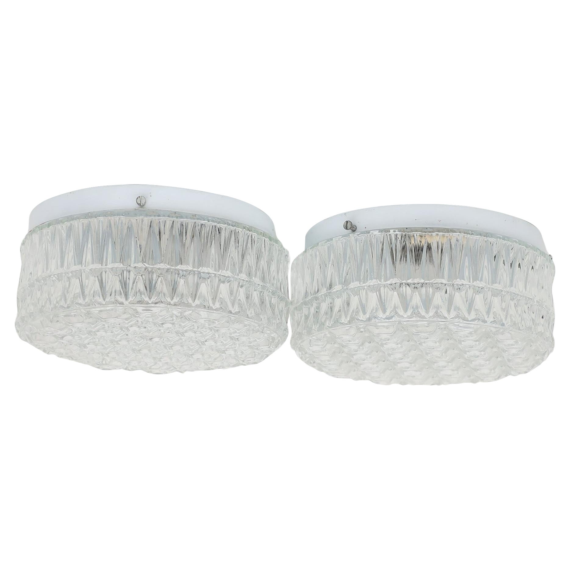 Mid-Century Round Molded Polka Dot Glass Ceiling or Wall Sconce