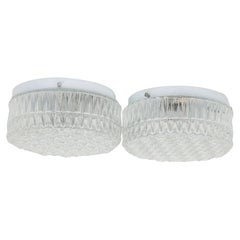 Mid-Century Round Molded Polka Dot Glass Ceiling or Wall Sconce