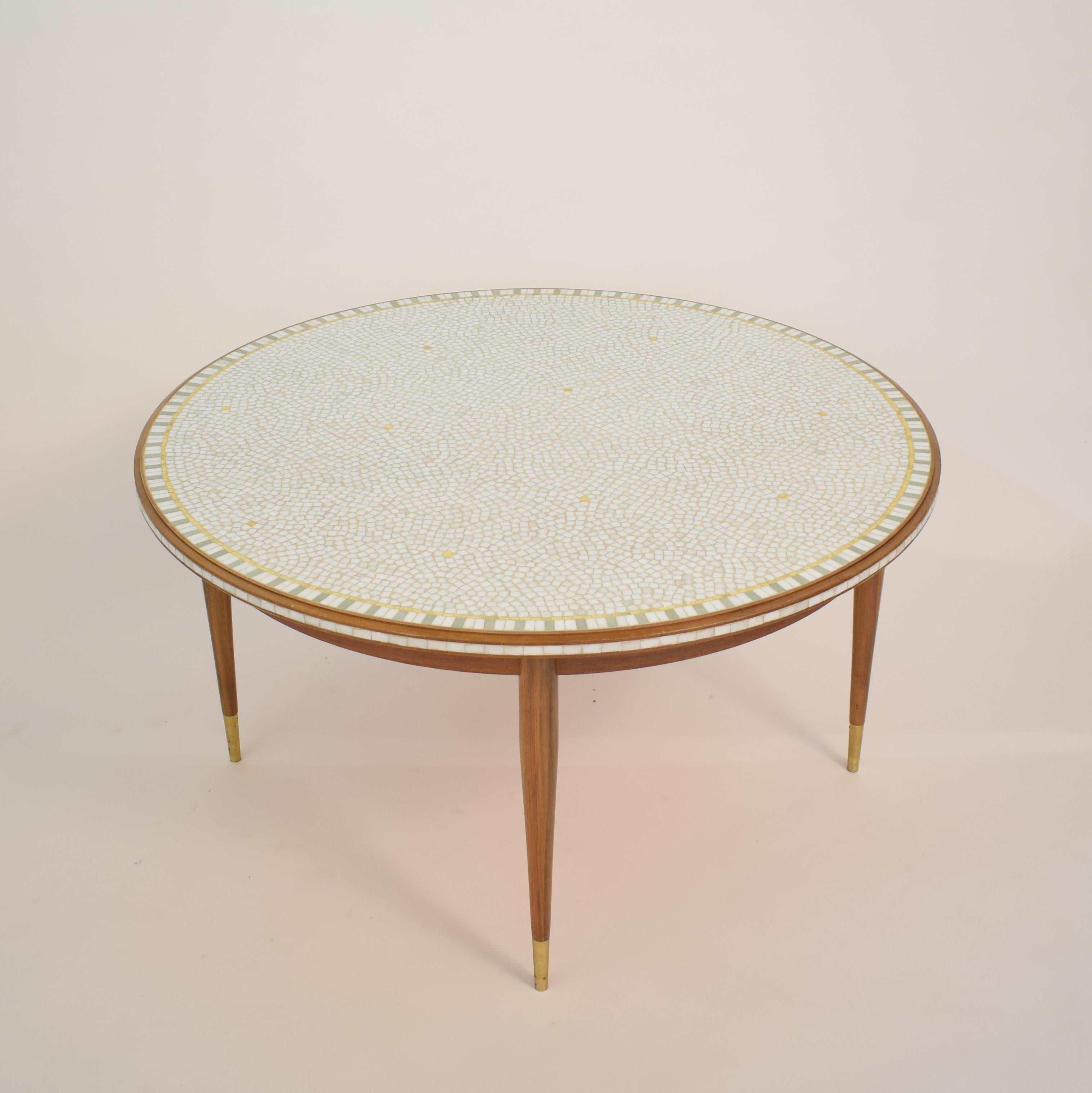Mid-Century Modern Midcentury Round Mosaic Coffee Table by Berthold Müller, 1960s