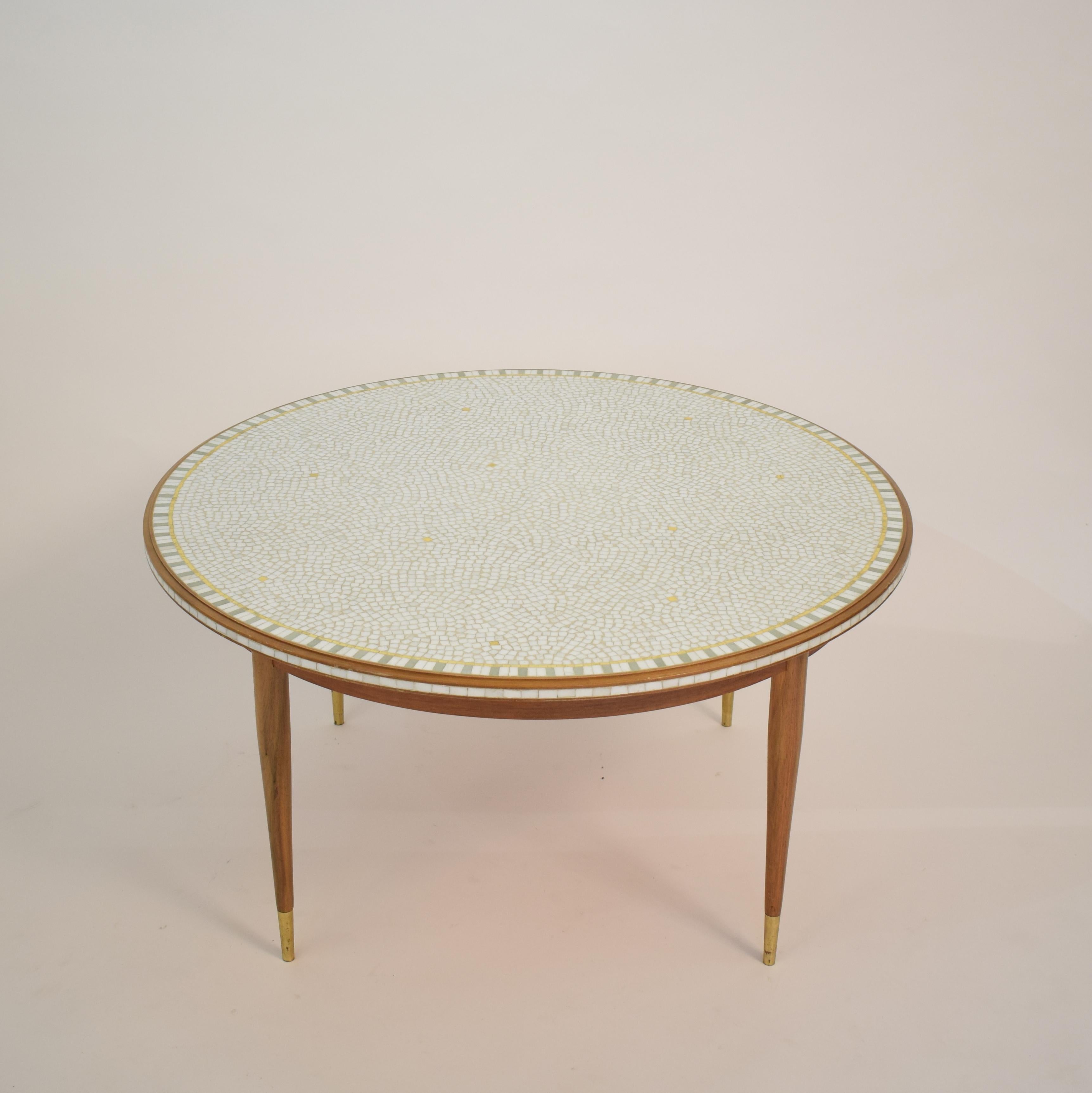 German Midcentury Round Mosaic Coffee Table by Berthold Müller, 1960s