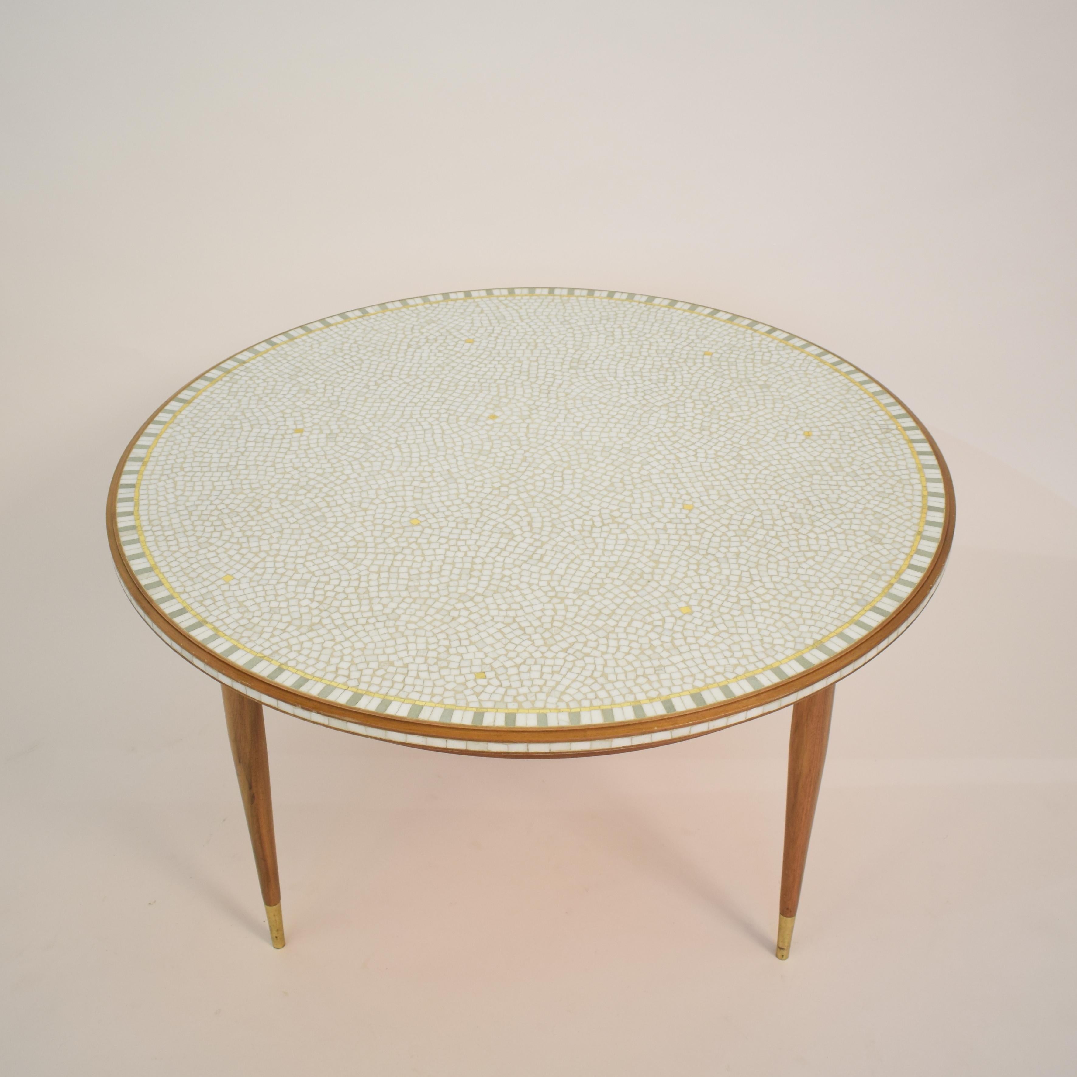 Midcentury Round Mosaic Coffee Table by Berthold Müller, 1960s In Good Condition In Berlin, DE