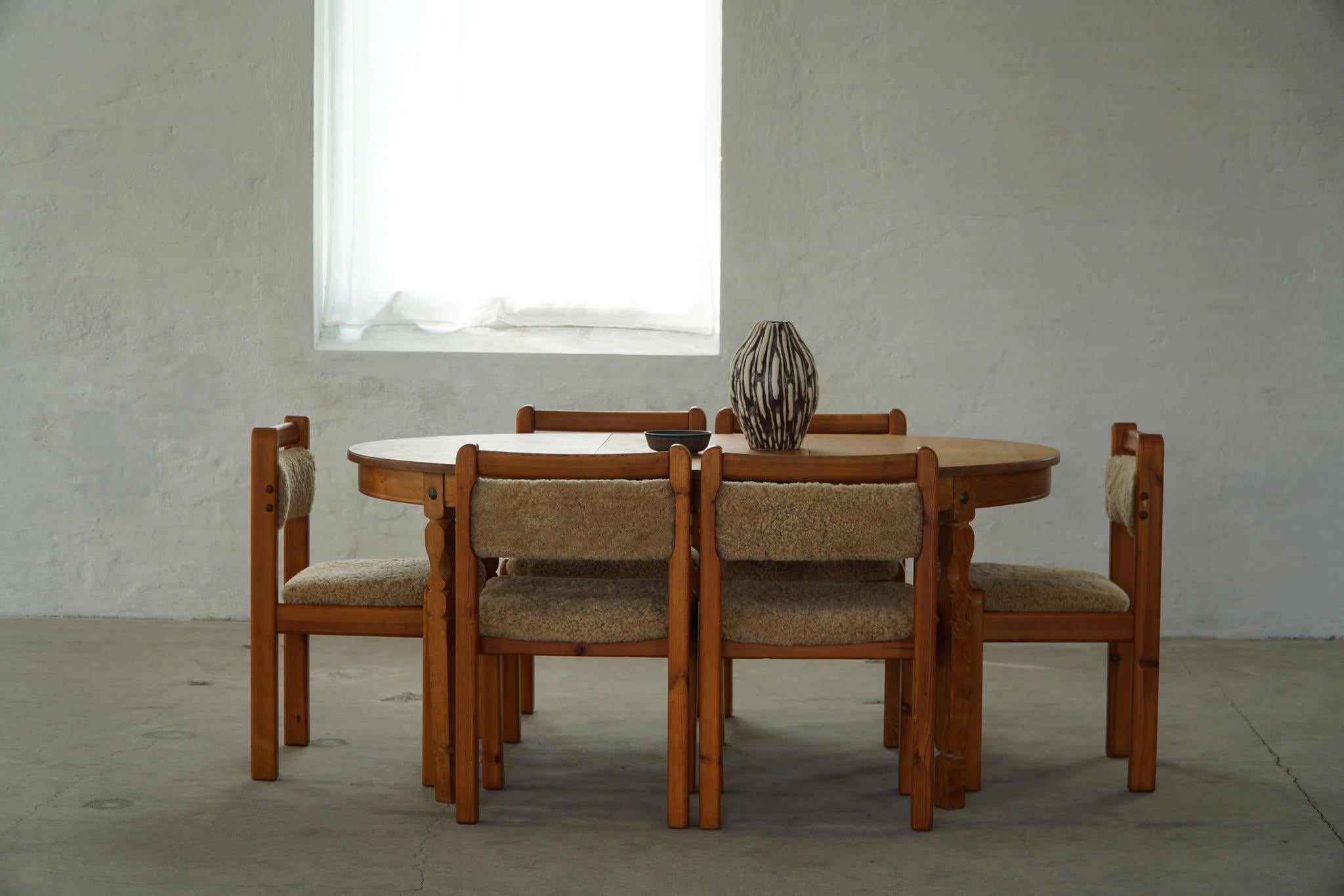 Mid-Century Round Oak Dining Table with Three Extensions, Danish Modern, 1960s For Sale 8
