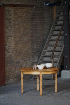 Mid-Century Round Oak Dining Table with Three Extensions, Danish Modern, 1960s