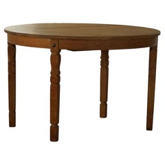 Mid-Century Round Oak Dining Table with Three Extensions, Danish Modern, 1960s