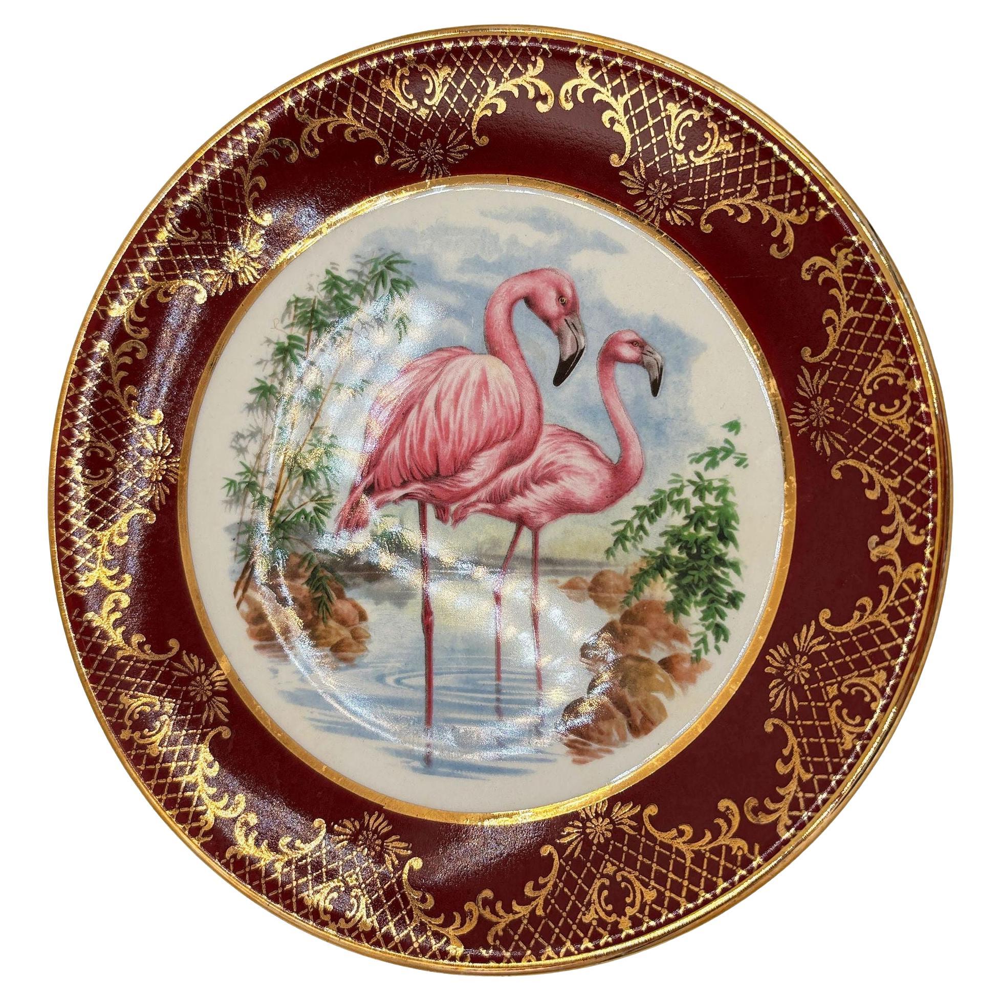 Assiette à salade ronde en forme de flamant rose du milieu du siècle par Royal Falconware Angleterre