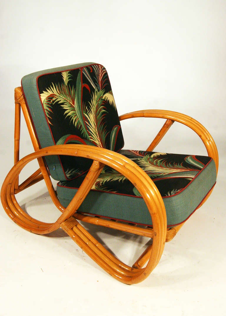 Mid-Century Modern Mid Century Round Pretzel Arm Rattan Chair Set