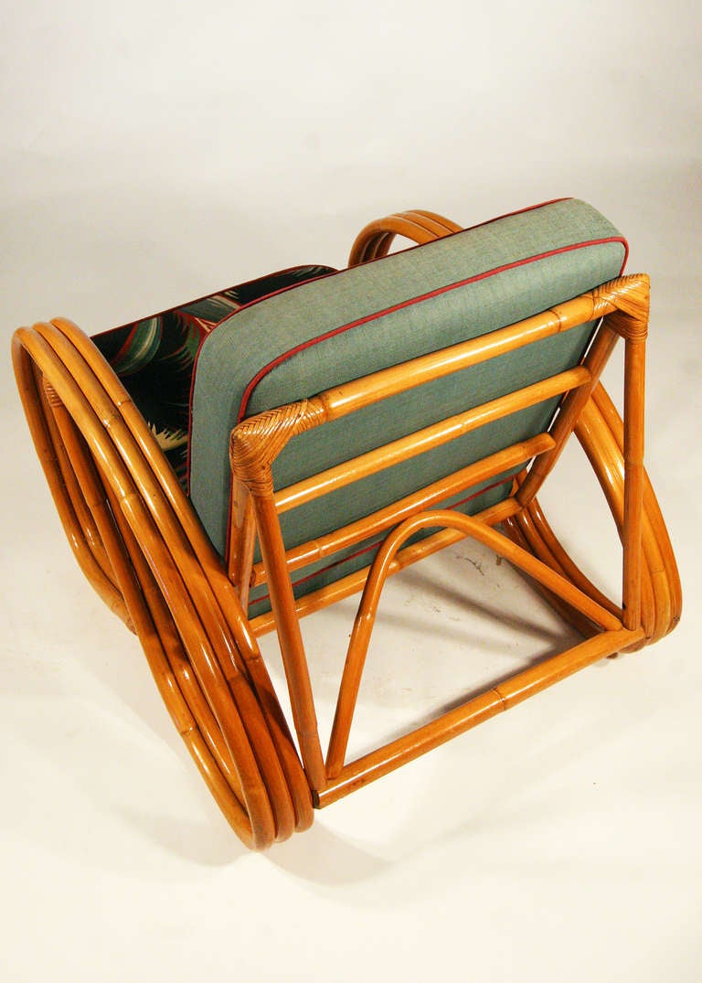 Mid Century Round Pretzel Arm Rattan Chair Set 1