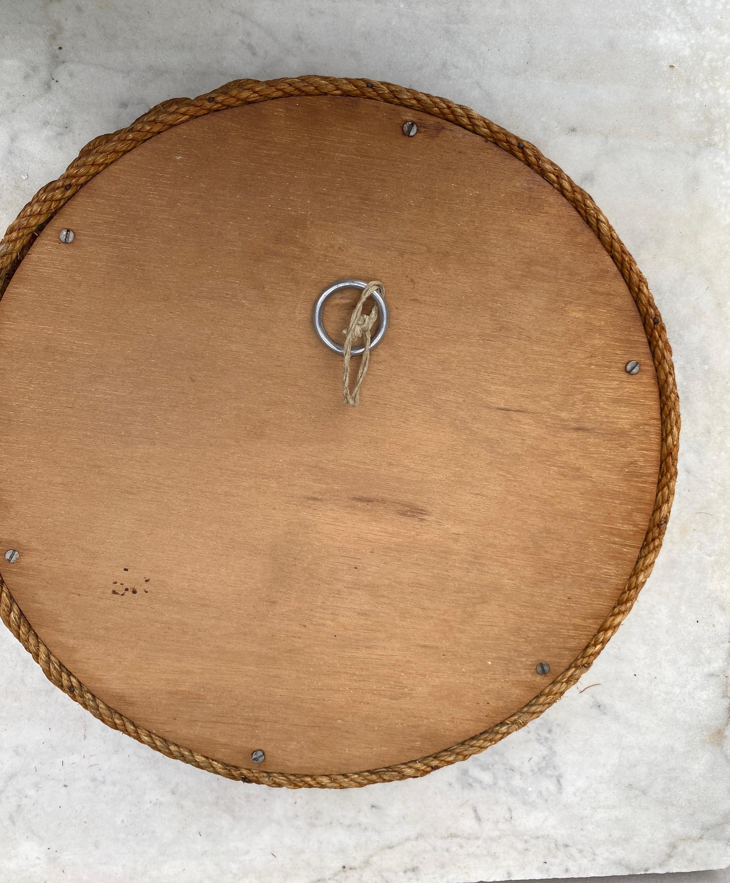 Mid-20th Century Mid-Century Round Rope Mirror Adrien Audoux & Frida Minet For Sale