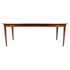Midcentury Round Rosewood Danish Modern Extension Dining Table 2 Leaves