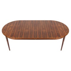 Midcentury Round Rosewood Danish Modern Extension Dining Table 2 Leaves