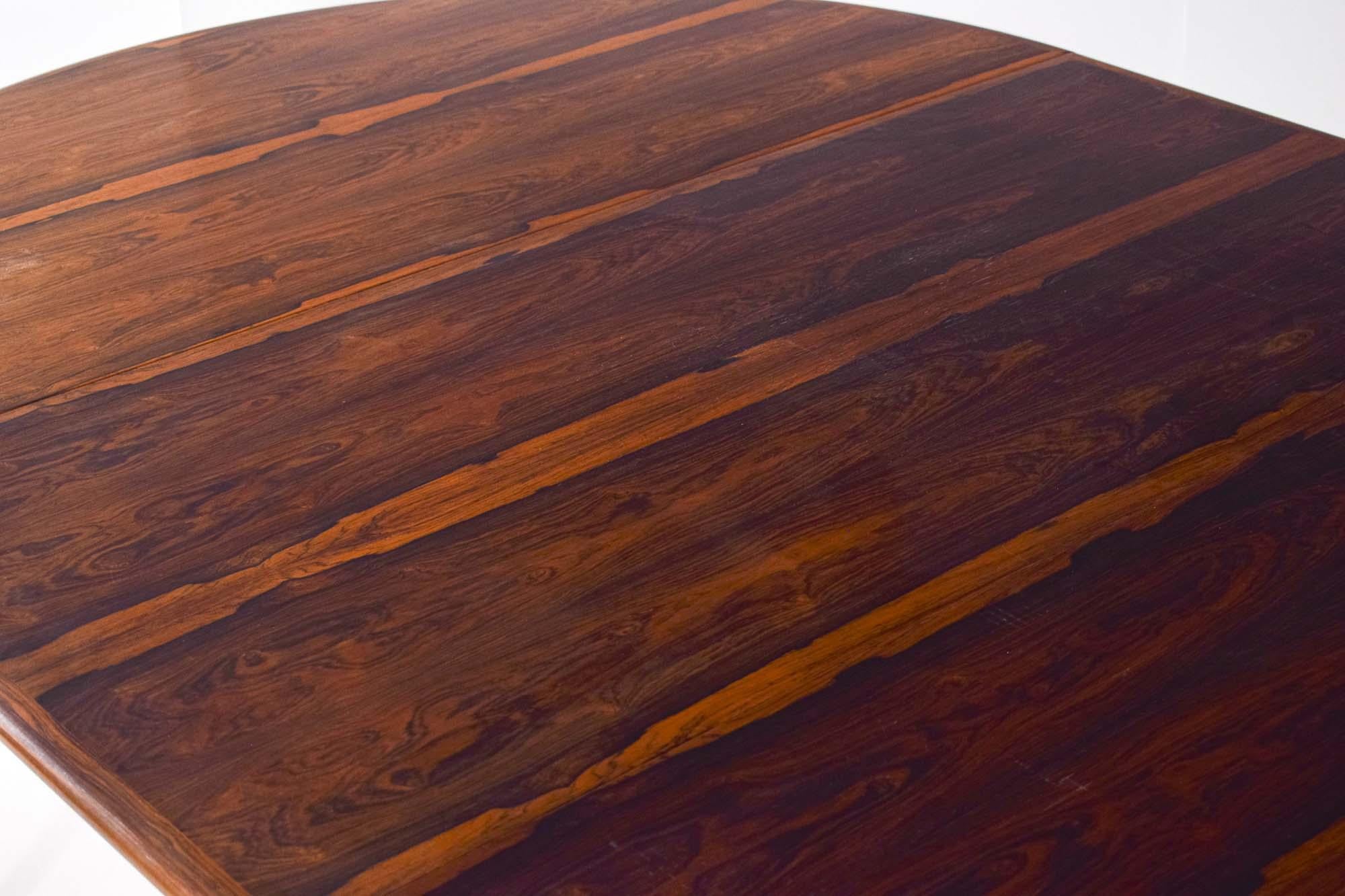 Mid Century Round Rosewood Extendable Dining Table by H. Sighs & Sons 1