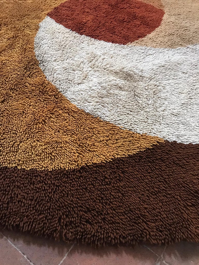Midcentury Round Rug/Carpet, Denmark, 1960s at 1stDibs