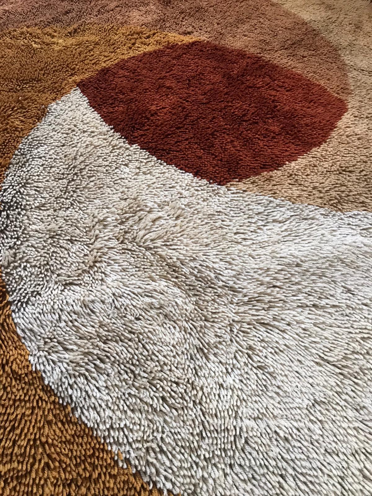 Wool Midcentury Round Rug/Carpet, Denmark, 1960s