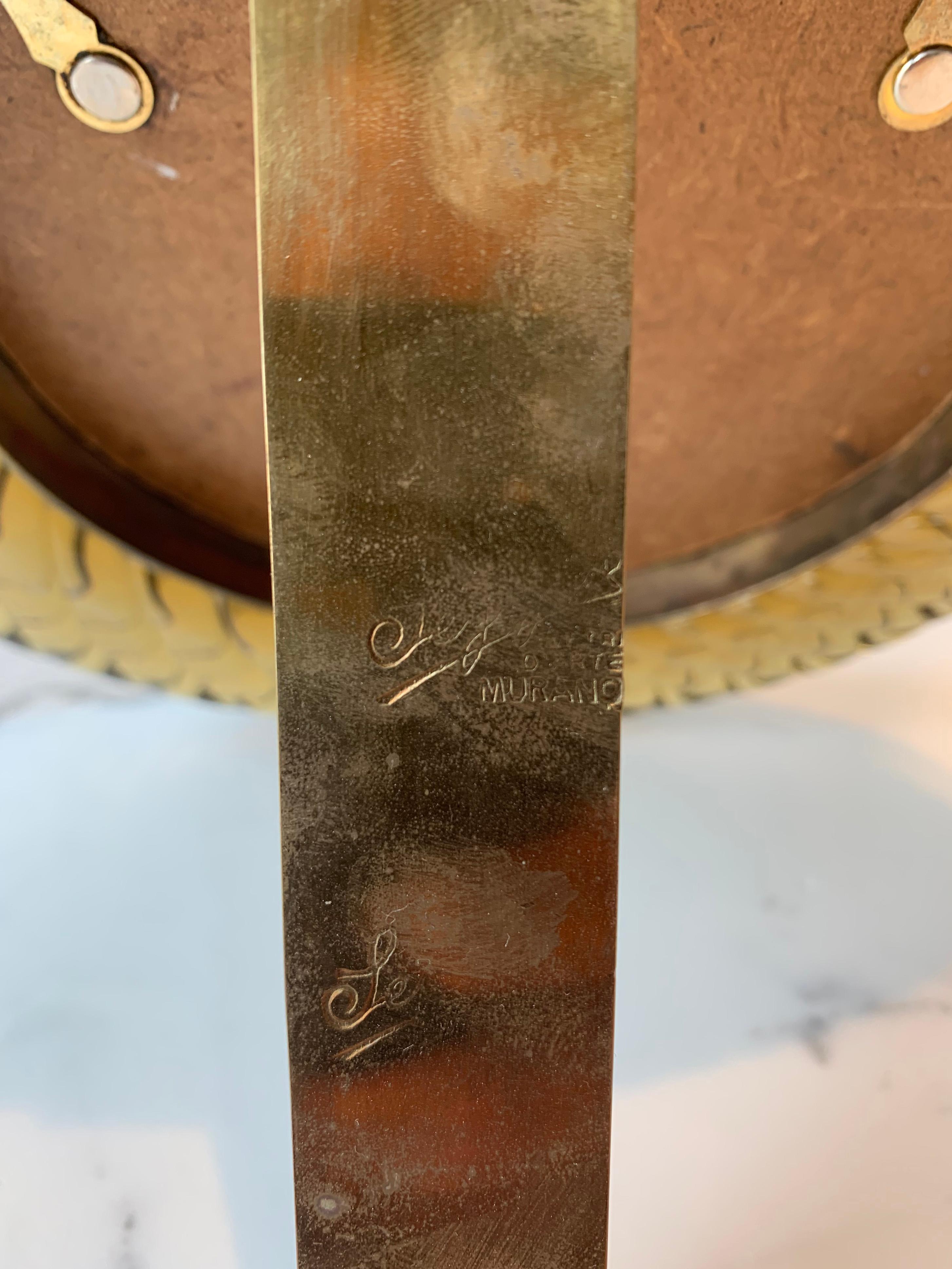 Italian Mid-Century Round Seguso Deep Amber Murano Glass Torchon Picture Frame