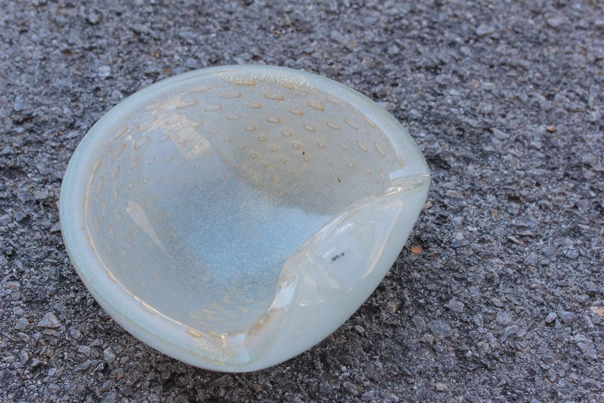 Mid-20th Century Midcentury Round Seguso Murano Bowl Air Bubbles in Gold Dust Italian Design For Sale