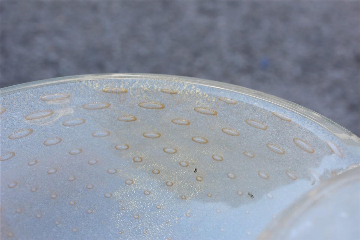 Murano Glass Midcentury Round Seguso Murano Bowl Air Bubbles in Gold Dust Italian Design For Sale