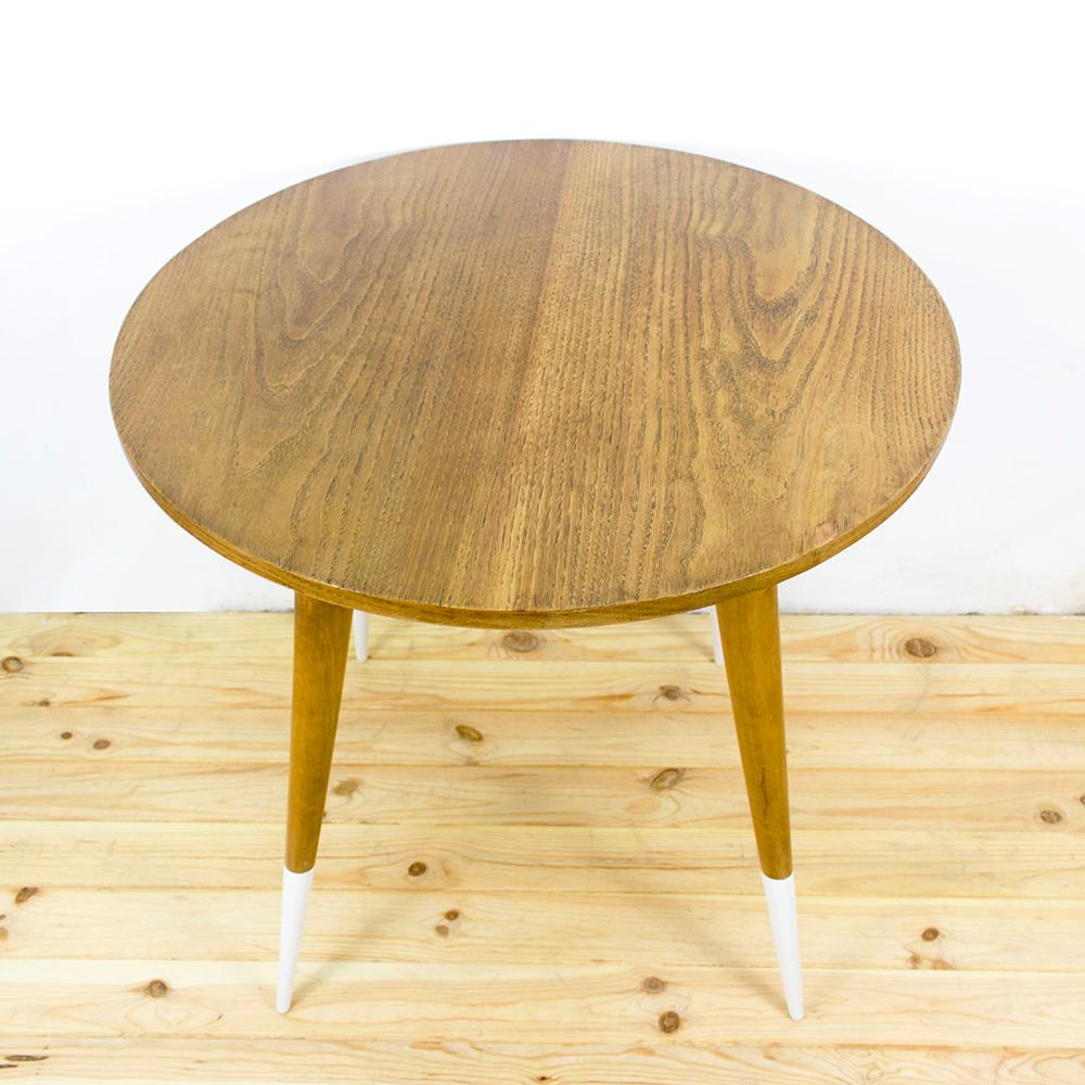 Mid-Century Modern Midcentury Round Spanish Oak Wood Dining Table For Sale
