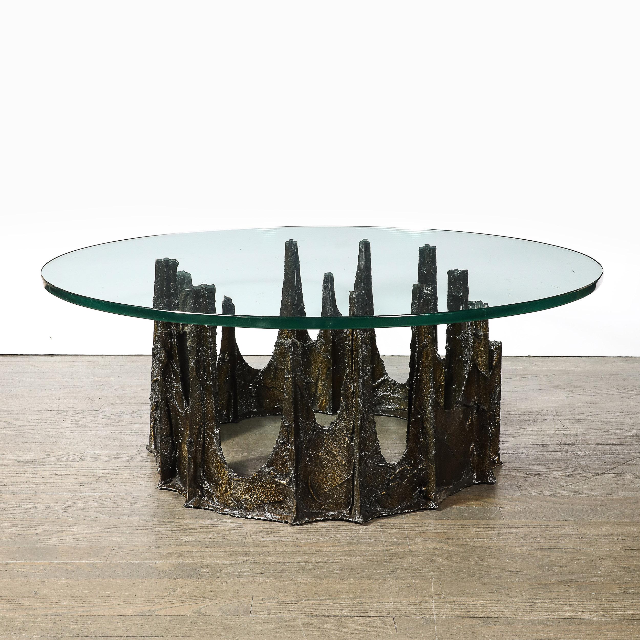 Mid-Century Round Stalagmite Form Cocktail Table in Bronze Signed Paul Evans For Sale 4