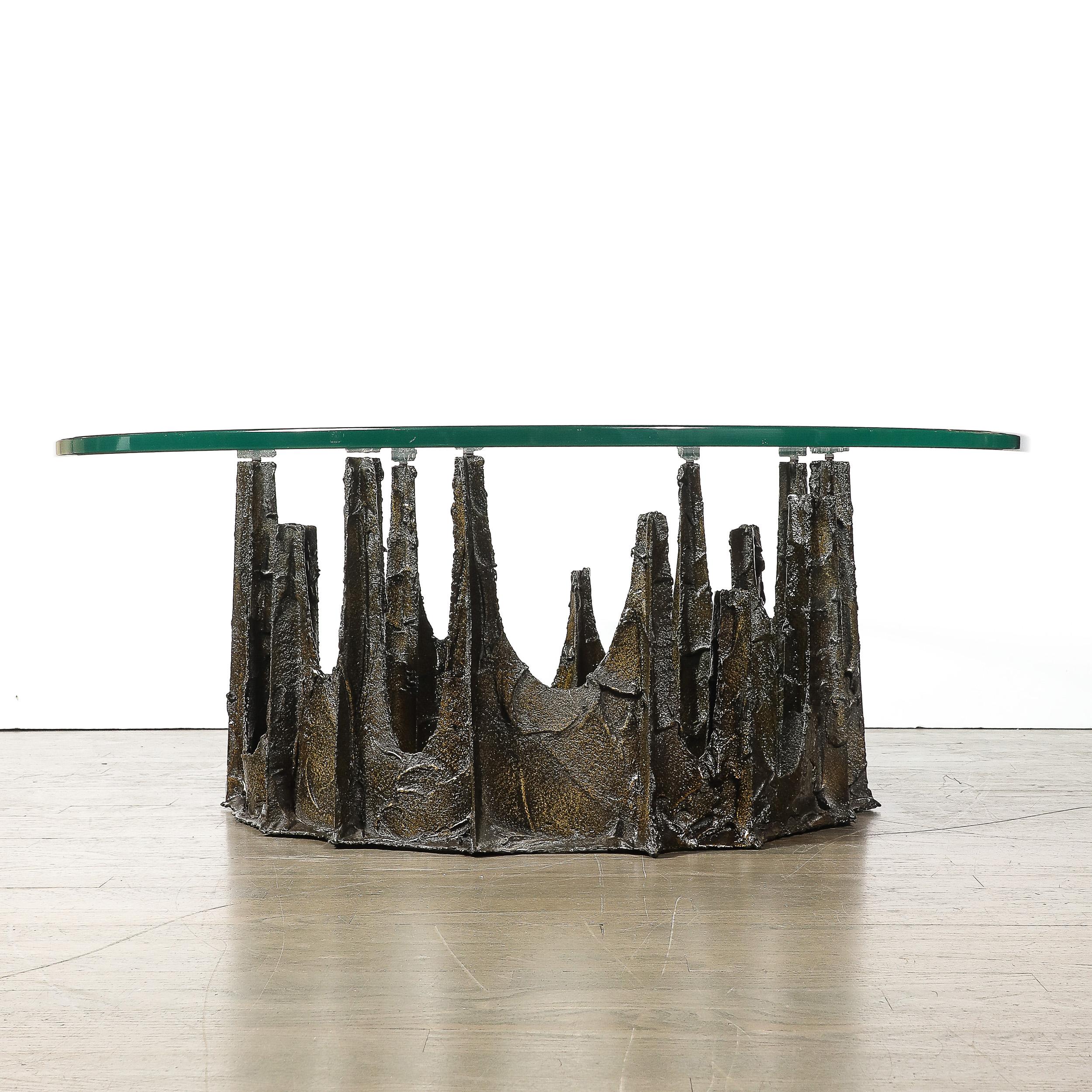 Mid-Century Round Stalagmite Form Cocktail Table in Bronze Signed Paul Evans For Sale 6