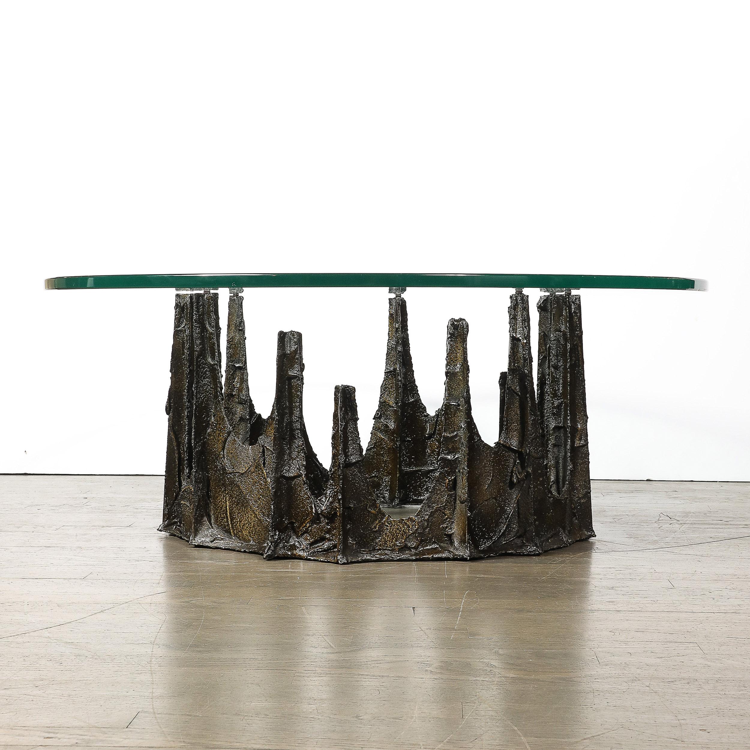 Mid-Century Round Stalagmite Form Cocktail Table in Bronze Signed Paul Evans For Sale 7