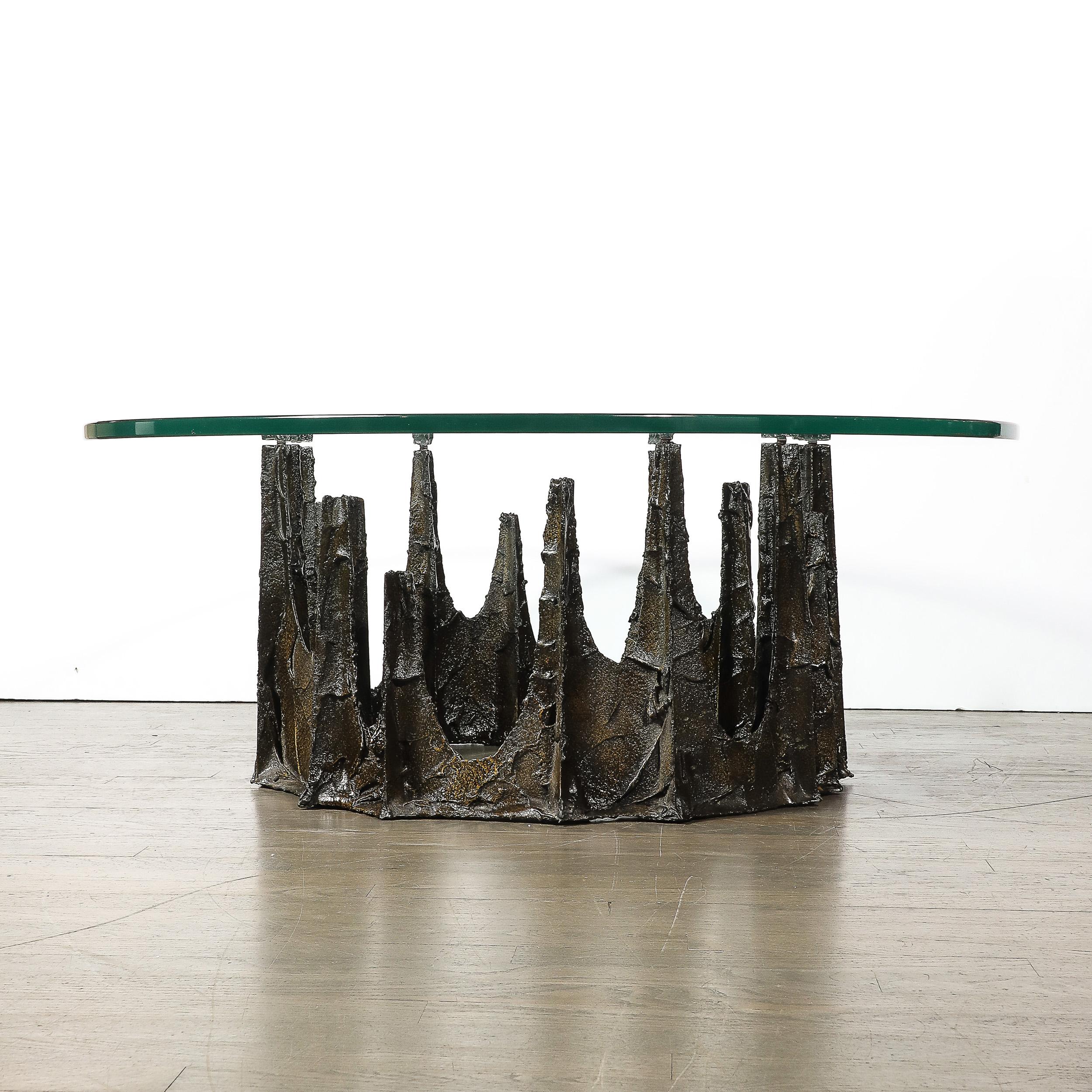 Mid-Century Round Stalagmite Form Cocktail Table in Bronze Signed Paul Evans For Sale 8