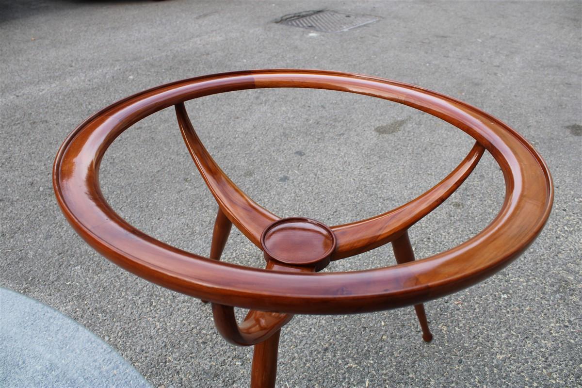 Midcentury Round Table Coffee Solid Cherrywood Design Cassina Carlo De Carli 6