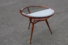 Midcentury Round Table Coffee Solid Cherrywood Design Cassina Carlo De Carli