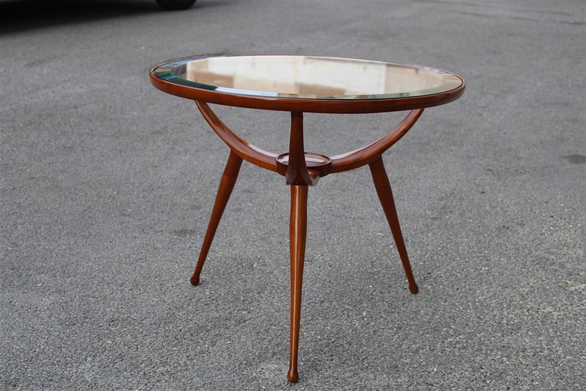 Mid-Century Modern Midcentury Round Table Coffee Solid Cherrywood Design Cassina Carlo De Carli