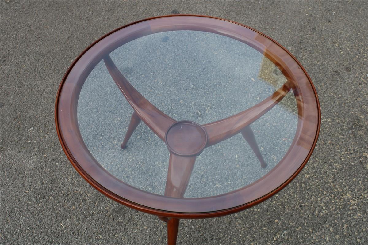 Italian Midcentury Round Table Coffee Solid Cherrywood Design Cassina Carlo De Carli