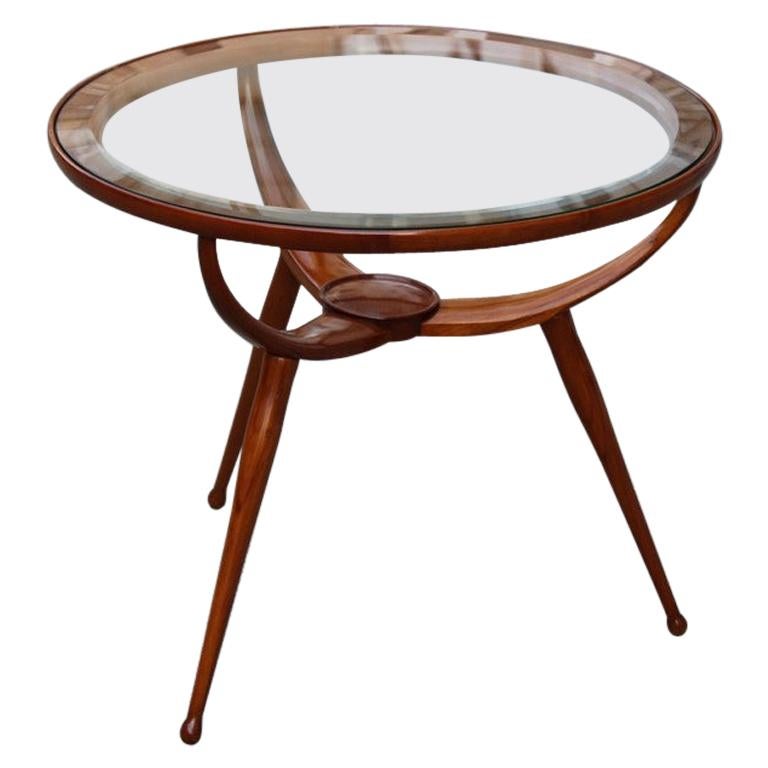 Midcentury Round Table Coffee Solid Cherrywood Design Cassina Carlo De Carli