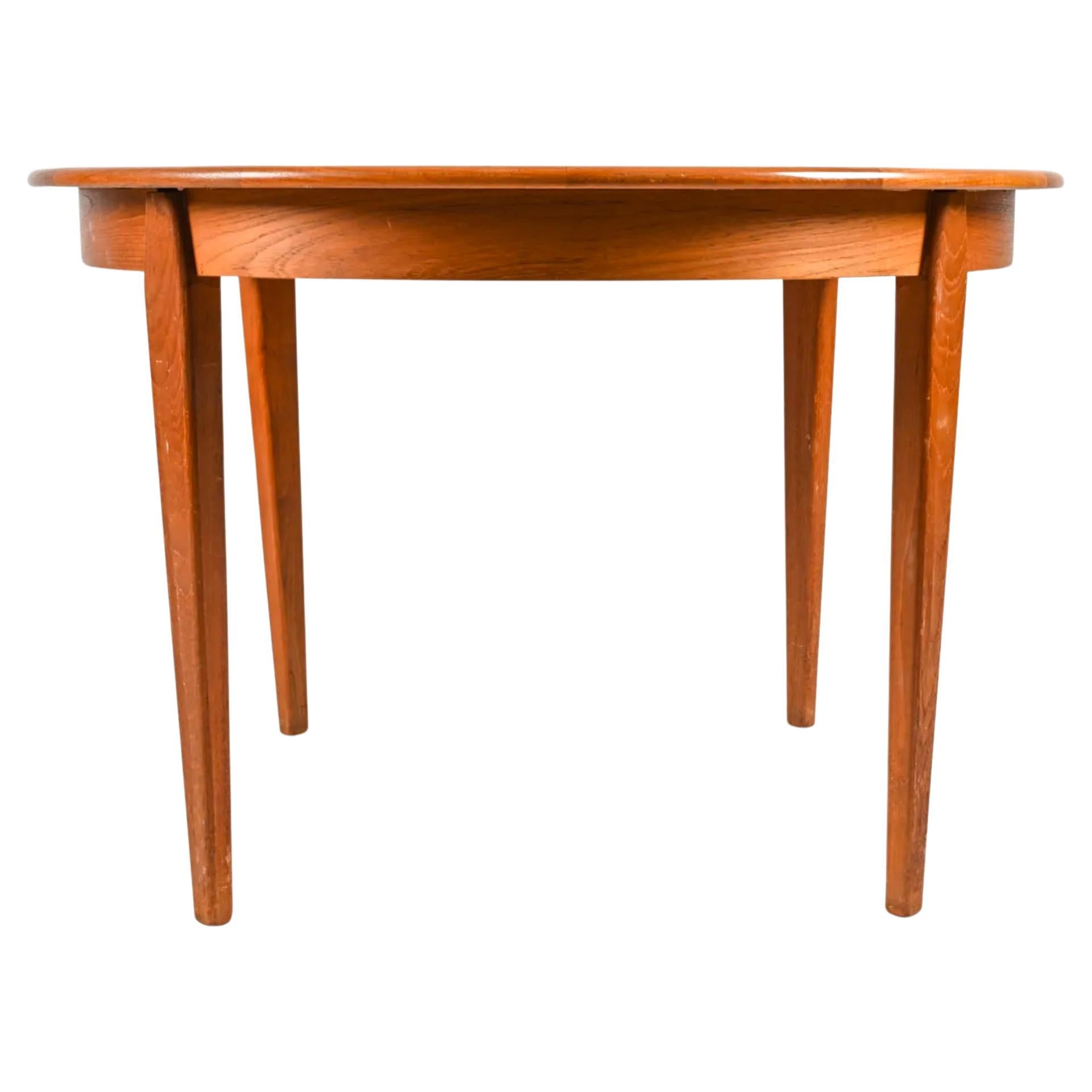 Mid-Century Modern Mid century Round Teak Danish Modern Extension Dining Table 2 Leaves Arne Vodder For Sale