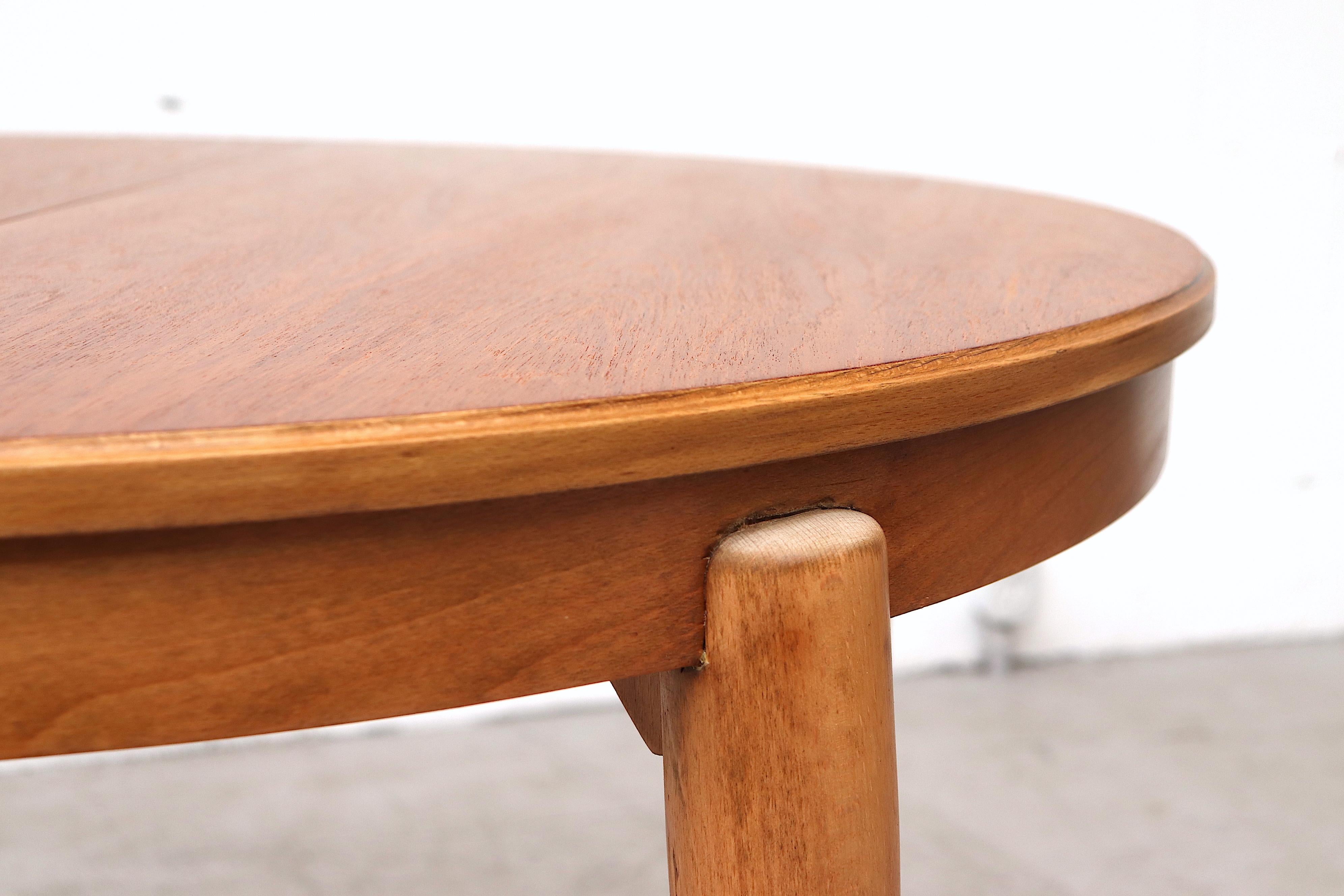 Midcentury Round Teak Dining Table with Hidden Leaf 5