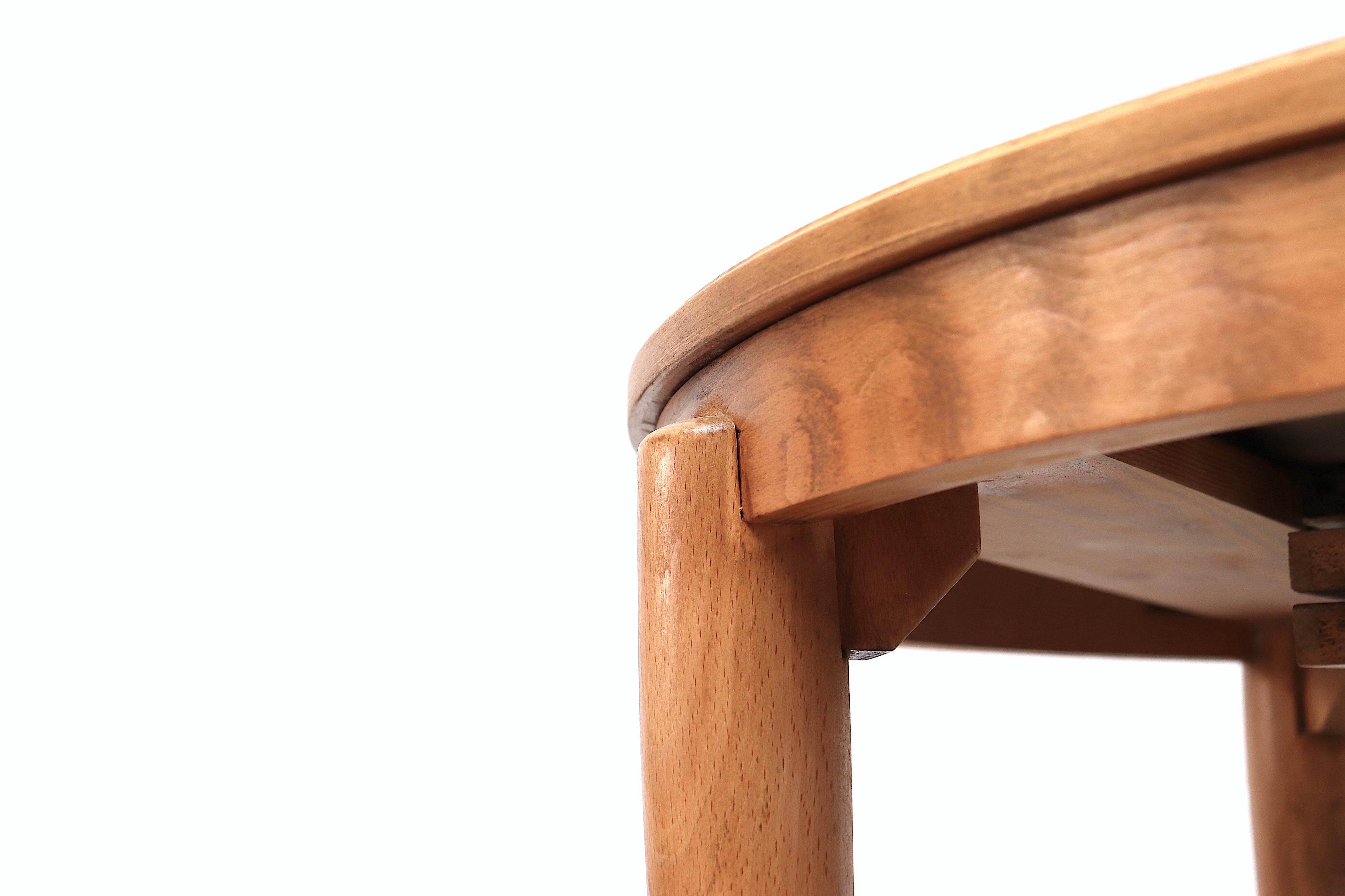 Midcentury Round Teak Dining Table with Hidden Leaf 6