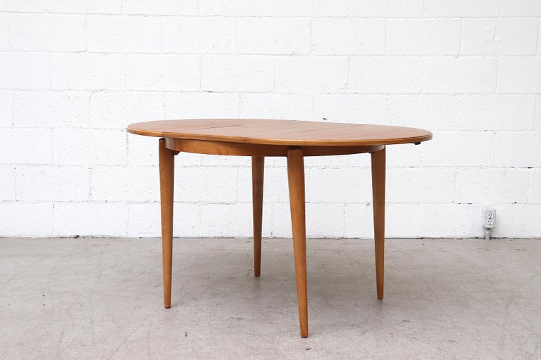 Midcentury Round Teak Dining Table with Hidden Leaf at 1stDibs | round ...