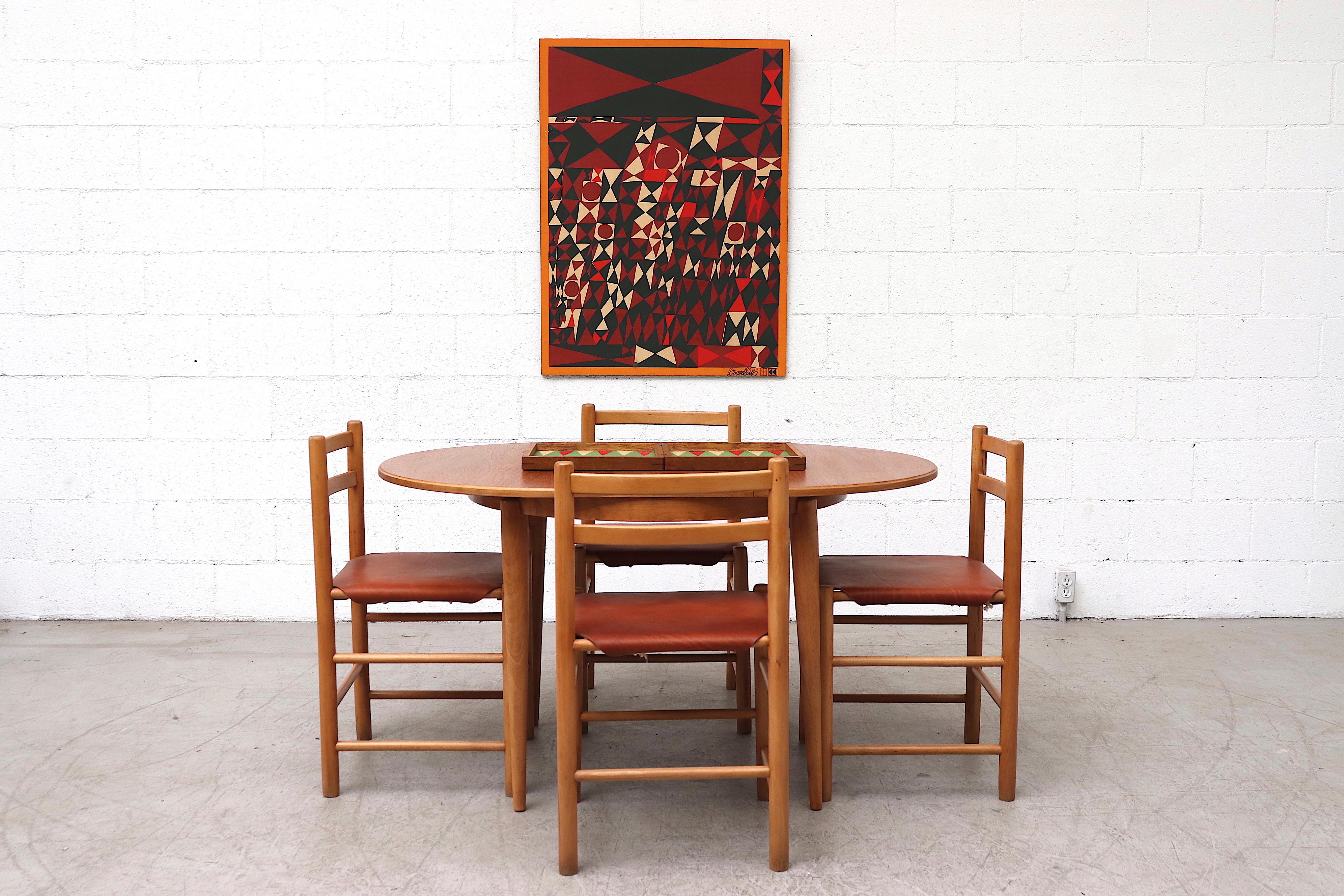 Mid-Century Modern Midcentury Round Teak Dining Table with Hidden Leaf
