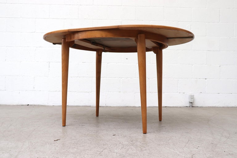 Midcentury Round Teak Dining Table with Hidden Leaf at 1stDibs | round table with hidden leaf ...