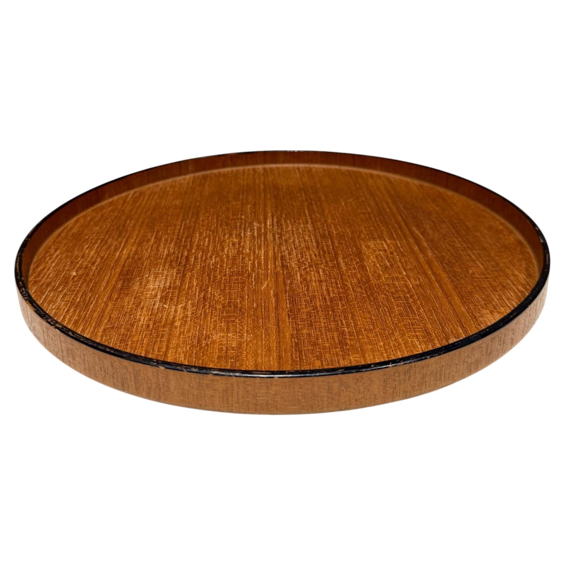 Mid-Century Round Teak Wood Serving Tray Japan Scandinavian Design