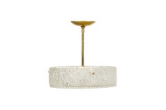 MId-Century Round Textured Glass Chandelier