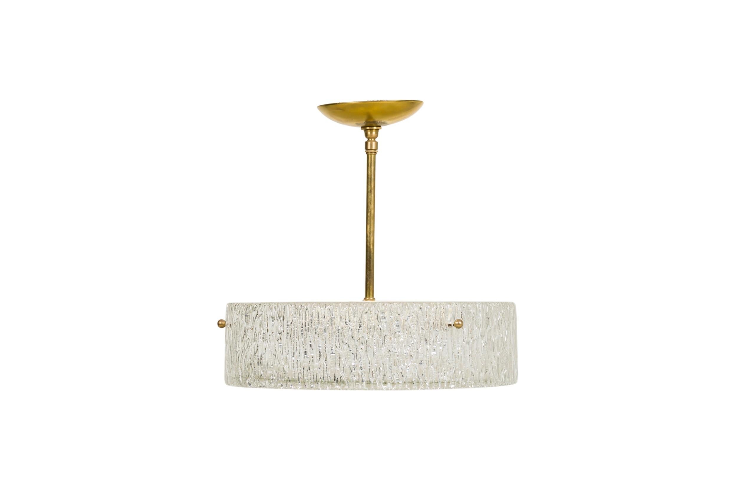 Mid-Century Modern MId-Century Round Textured Glass Chandelier For Sale