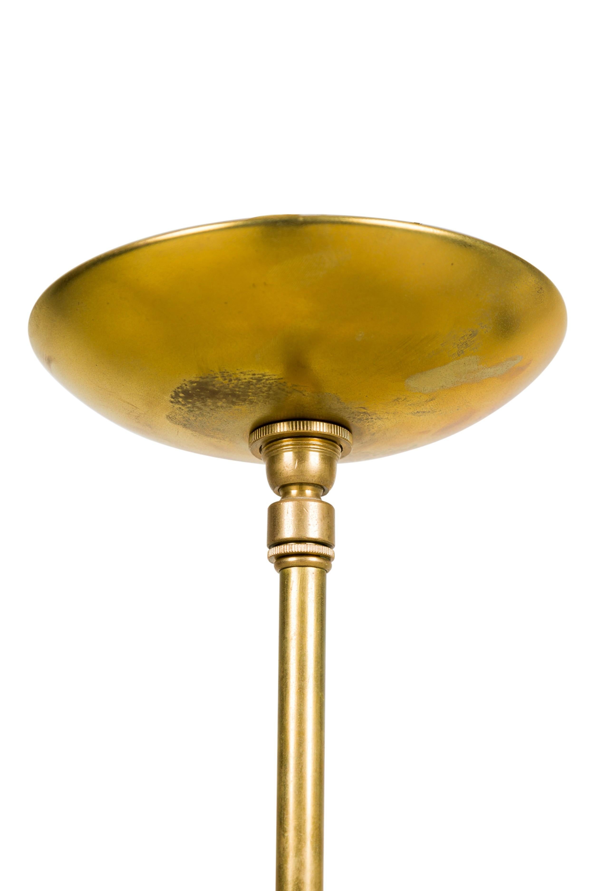 MId-Century Round Textured Glass Chandelier In Good Condition For Sale In Queens, NY