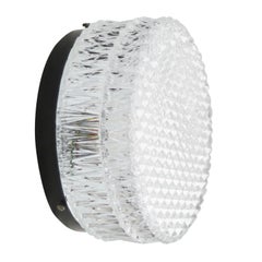 Runder Wandleuchter aus strukturiertem Glas aus der Mitte des Jahrhunderts