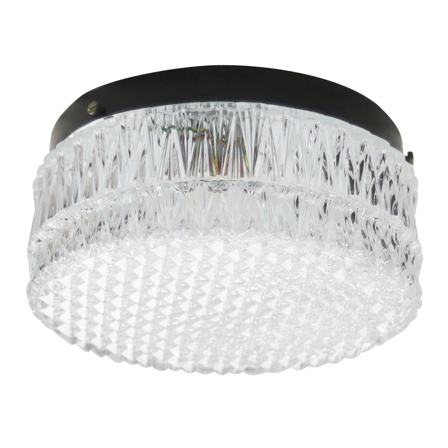 Empotrable Redondo de Vidrio Texturado de Mediano Siglo Moderno de mediados de siglo en venta