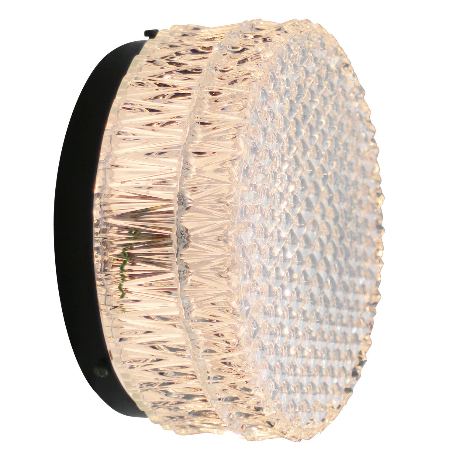 Empotrable Redondo de Vidrio Texturado de Mediano Siglo Alemán en venta