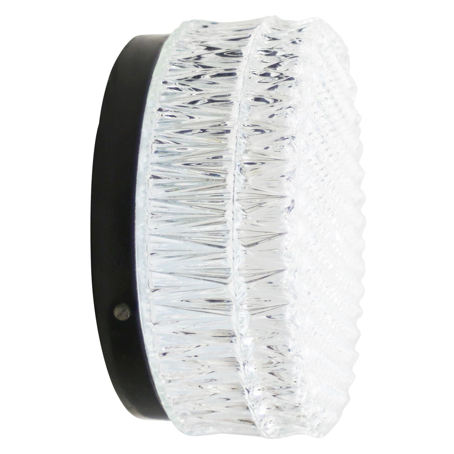 Empotrable Redondo de Vidrio Texturado de Mediano Siglo siglo XX en venta