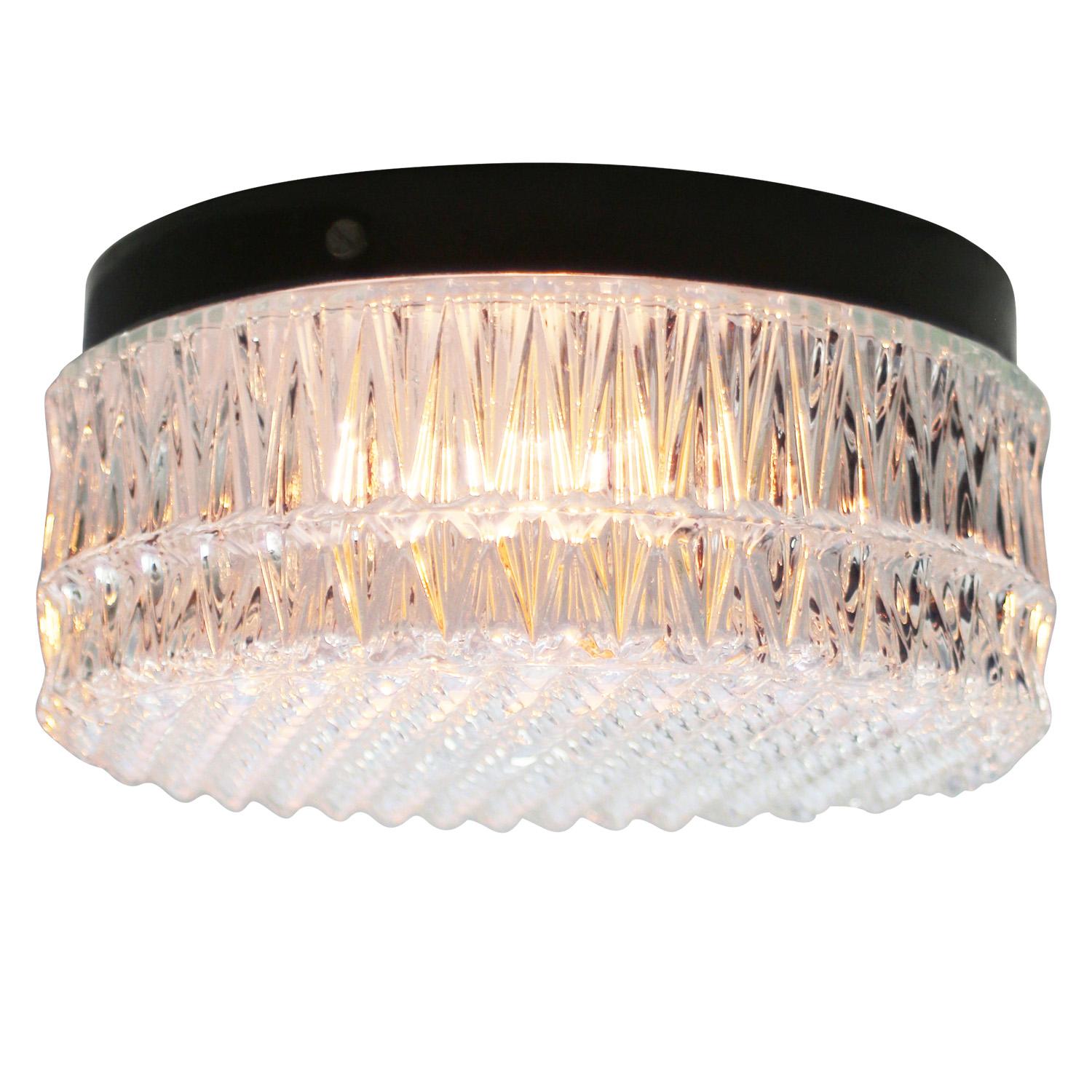 Empotrable Redondo de Vidrio Texturado de Mediano Siglo Metal en venta