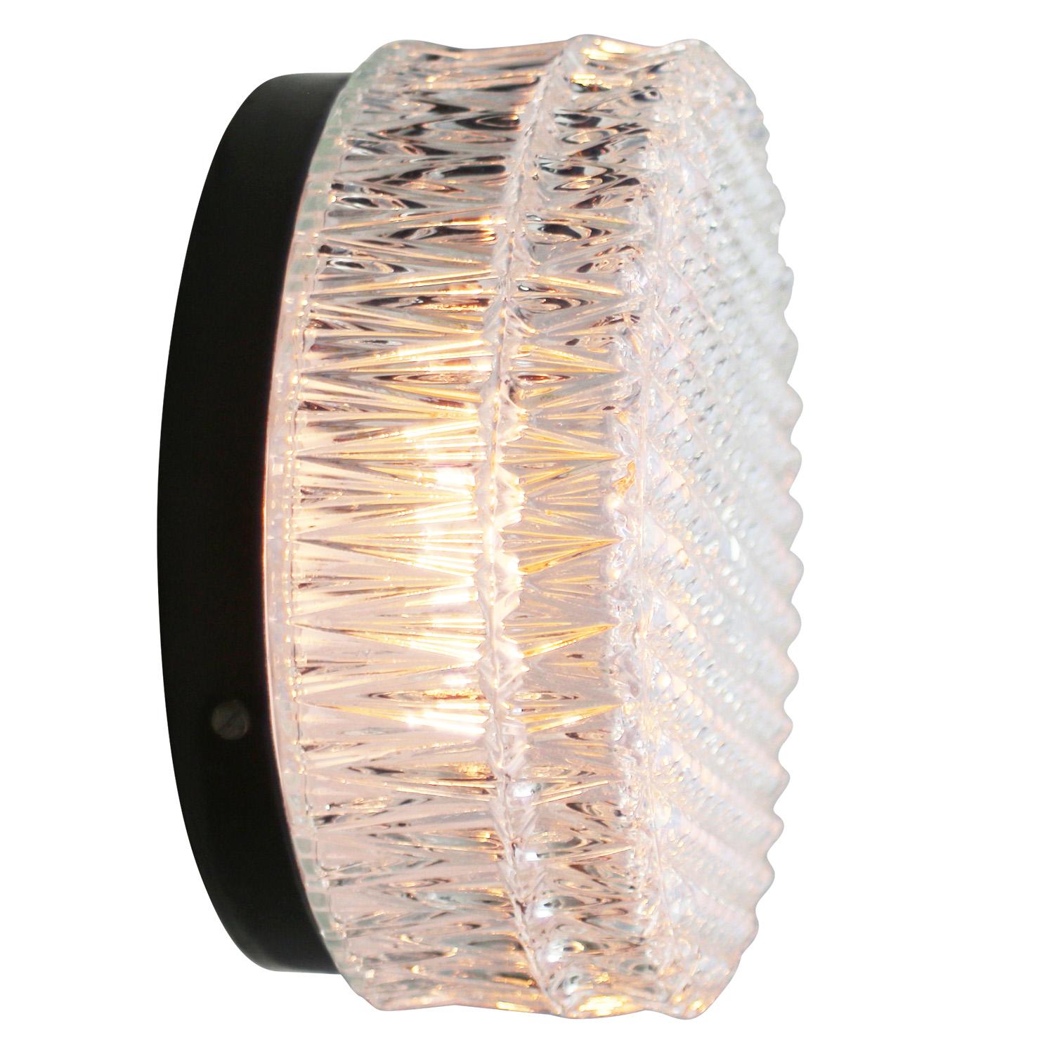 Empotrable Redondo de Vidrio Texturado de Mediano Siglo en venta 2