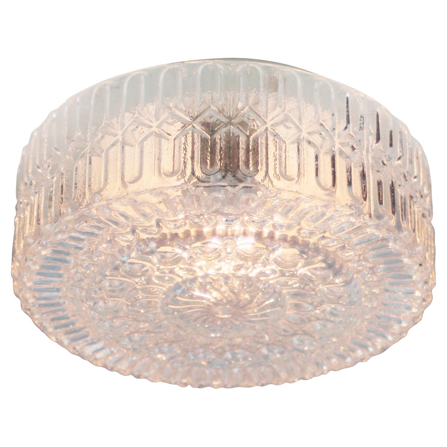 Mid-Century Round Textured Glass Sconce Flush Mount