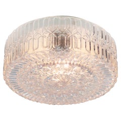 Mid-Century Round Textured Glass Sconce Flush Mount