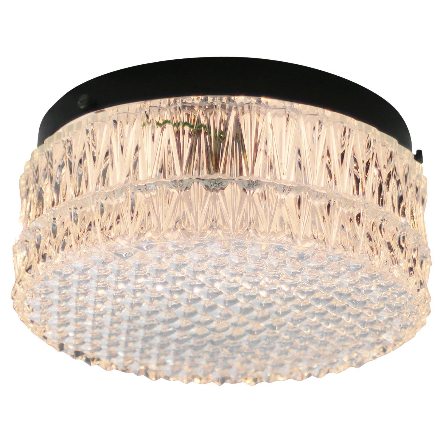 Mid-Century Round Textured Glass Sconce Flush Mount