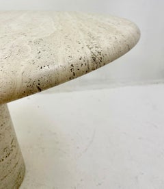 Mid-Century Round Travertine Dining Table in Style of Angelo Mangiarotti, Italy